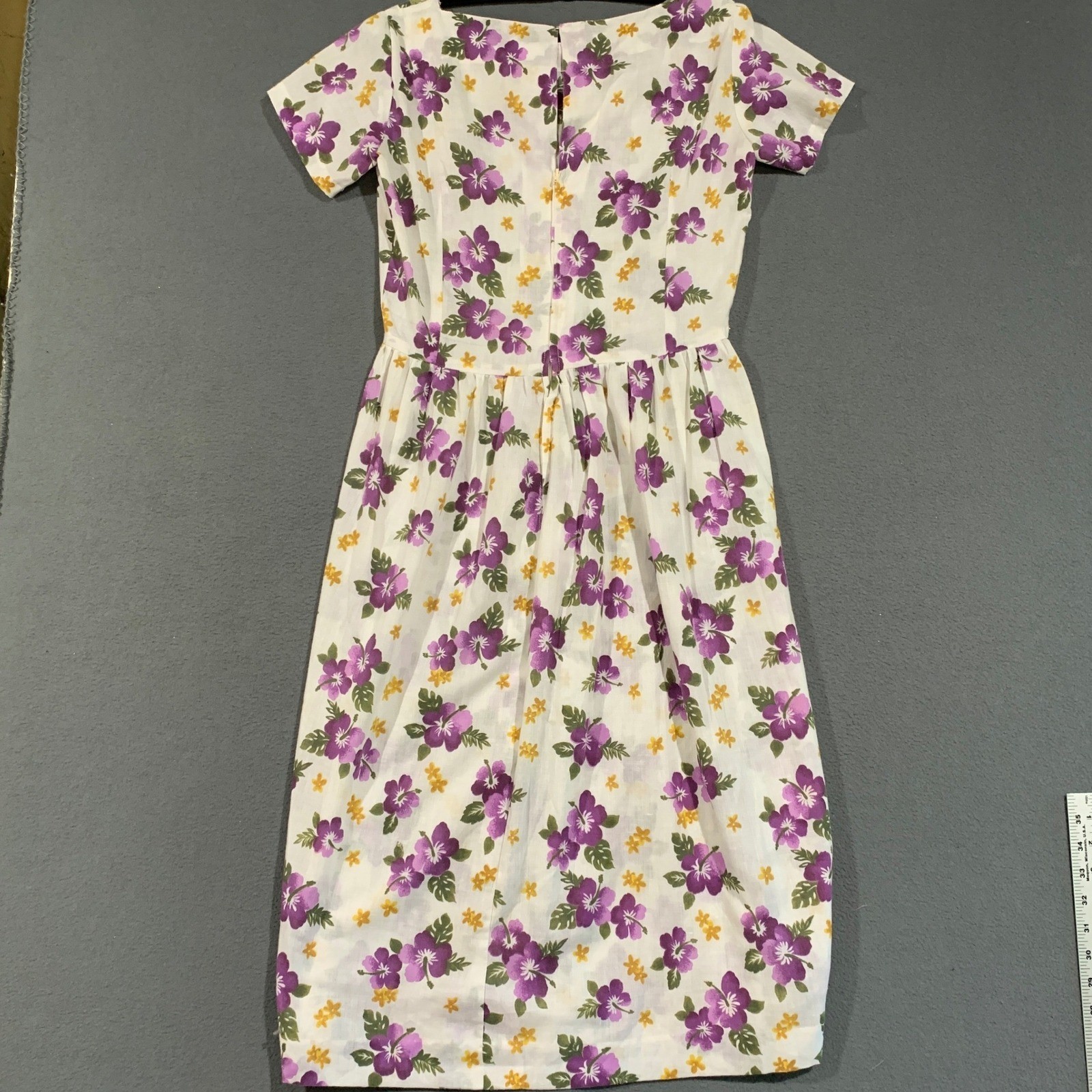 Handmade Floral Nap Dress Womens S White Purple Vintage 50s Style Rockabilly