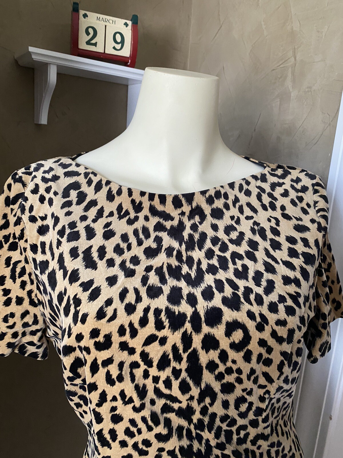 Misty Lane Velvet Cheetah Dress, Size 8, velvet leopard print vintage