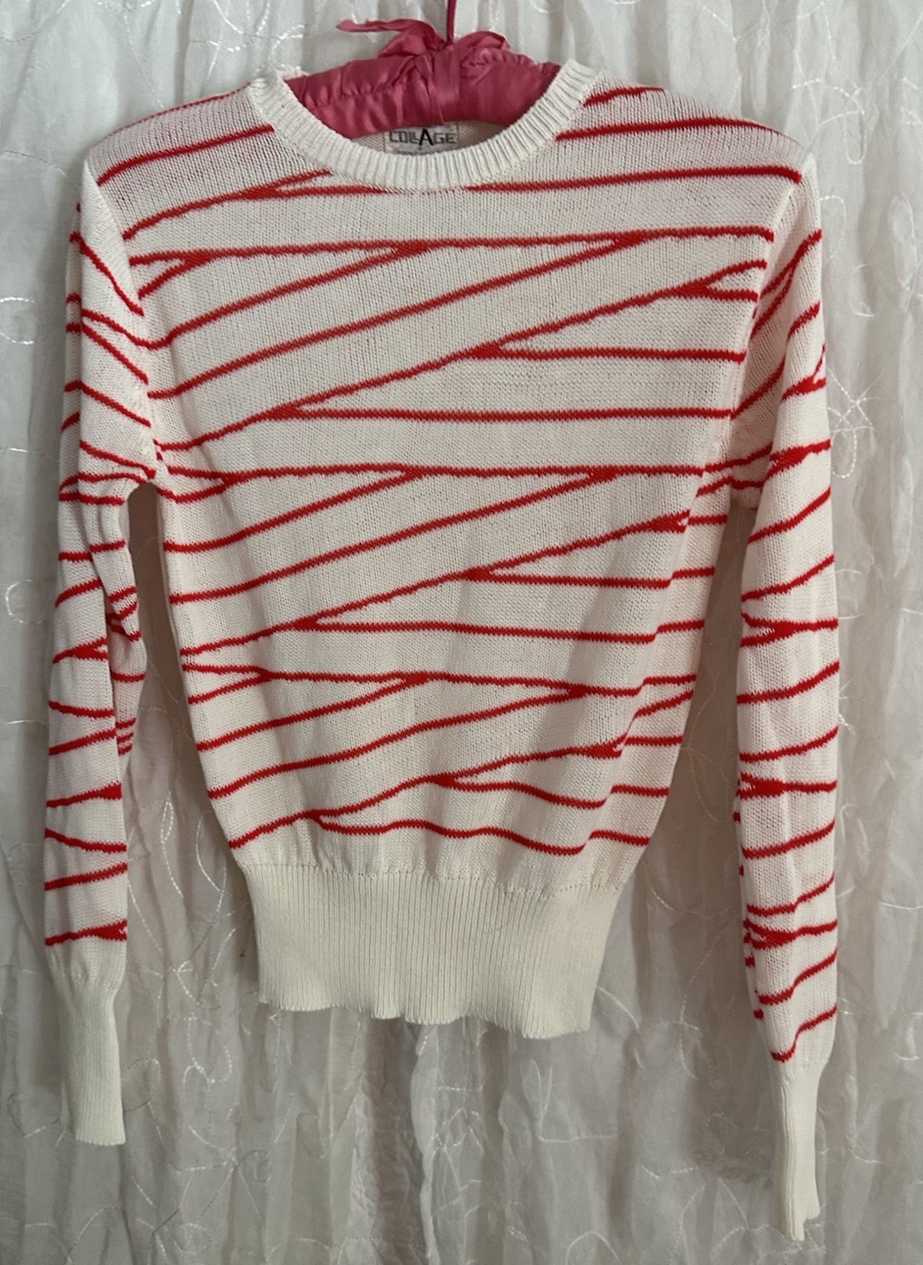 70-80’s Striped Acrylic/Cotton Sweater Made In Korea