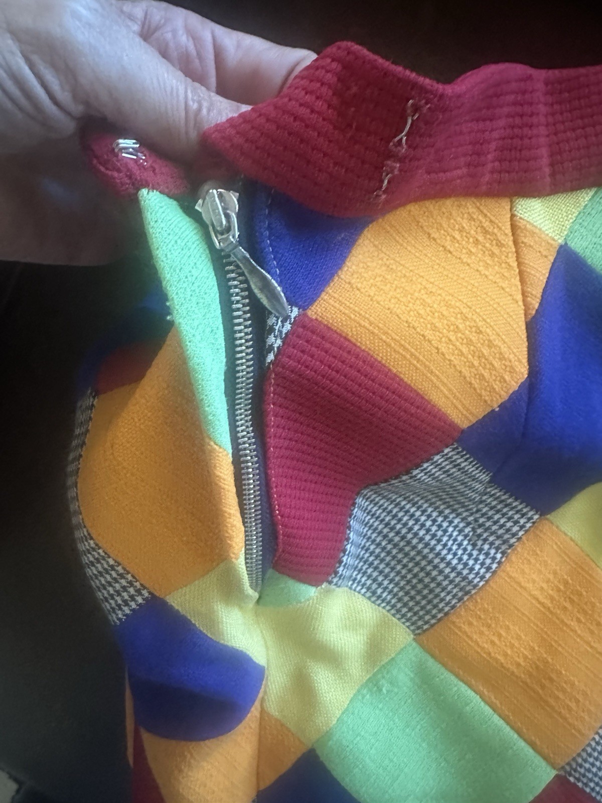 VTG 60s/70s Handmade Patchwork Quilt A-Line Side Zipper Skirt Hippie Size XS-S