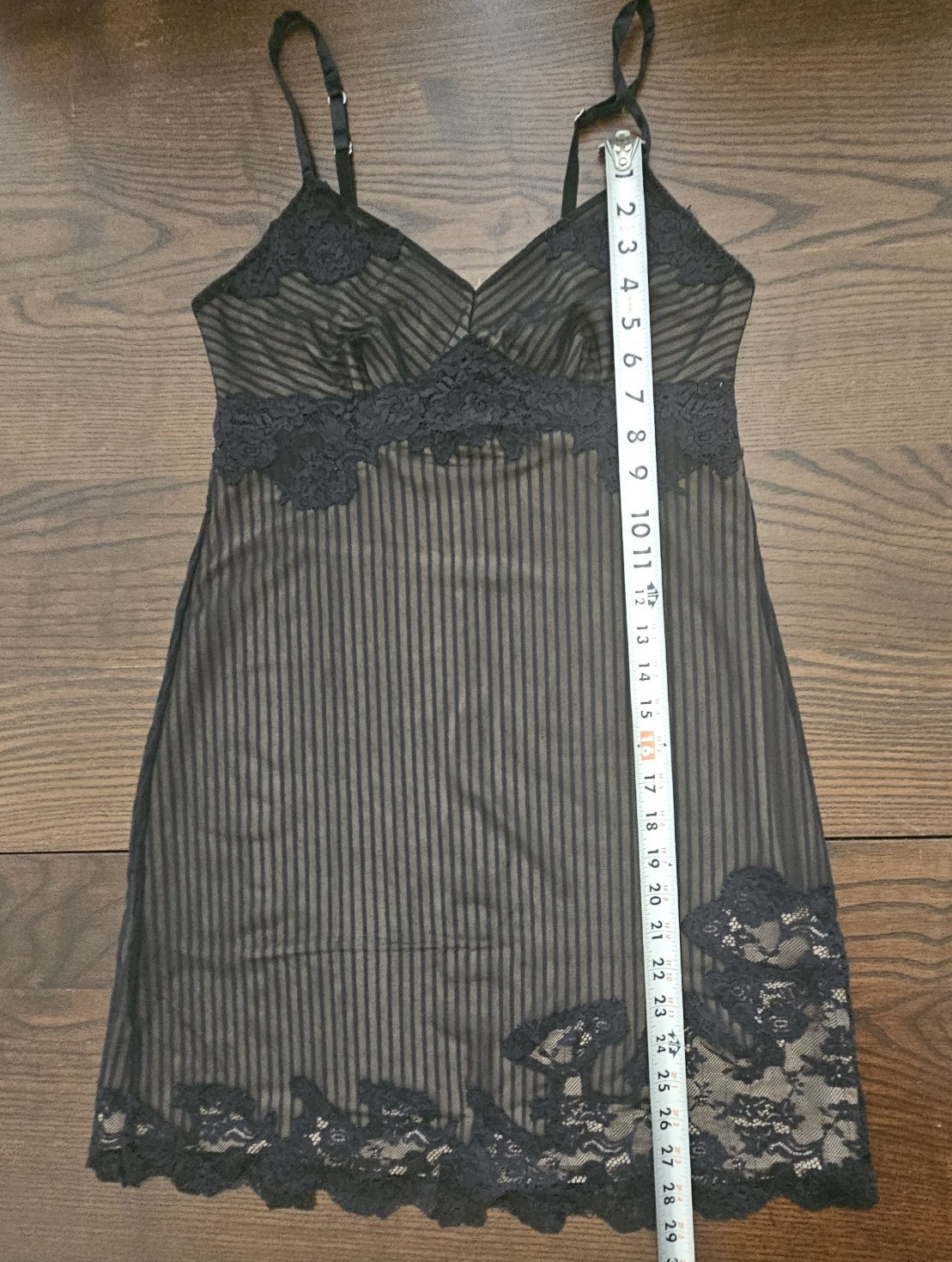 SOMA Pinstripe SLIP DRESS CHEMISE GOWN Stretch Sz S Short Lace Steampunk Nightie