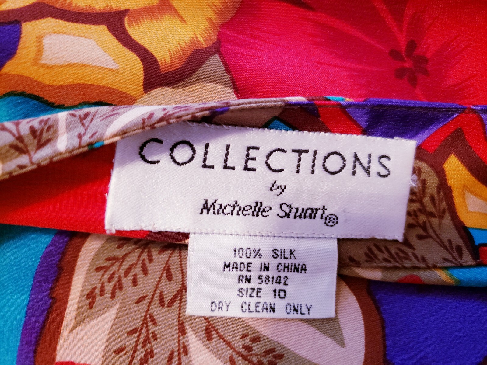 Vintage Collection By Michelle Stuart 100% Silk Floral Print Dress Size10