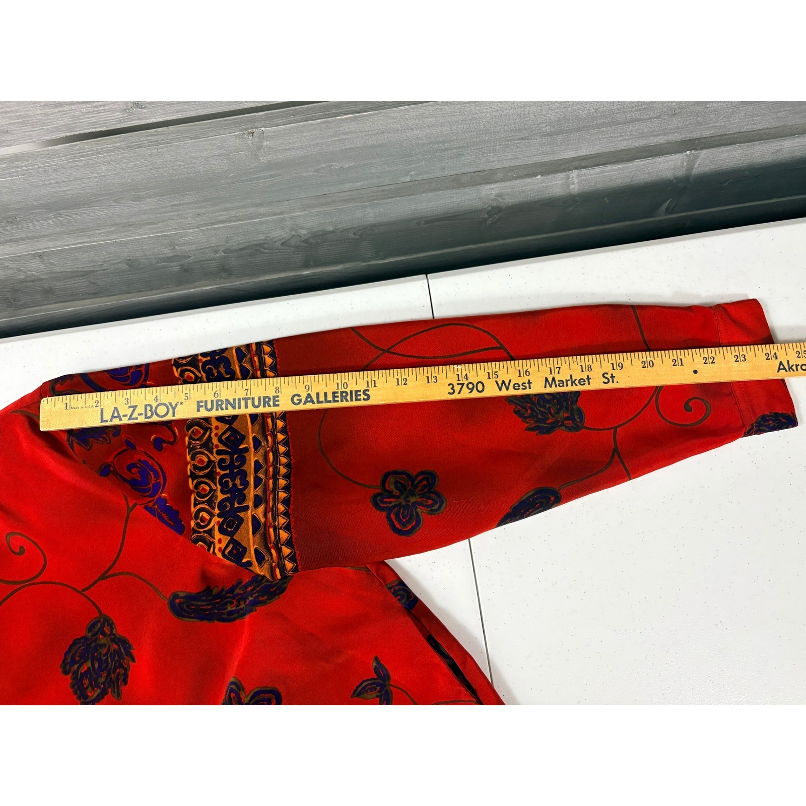 Patchington Vintage Red Floral Paisley Bomber Jacket Womens XL Button Up 90s