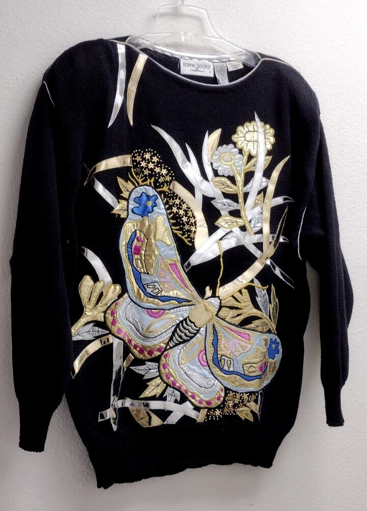 Metallic Huge Butterfly Sweater BONNIE BOERER 1987 Evening Wear NEW WAVE Couture