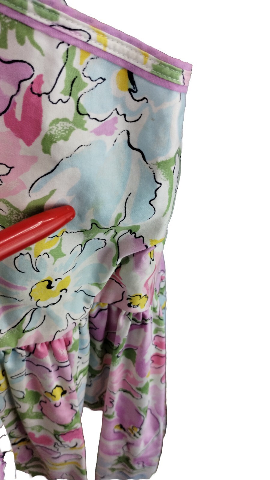 California Dynasty House Dress XL? Cuff sleeve Blue red yellow floral