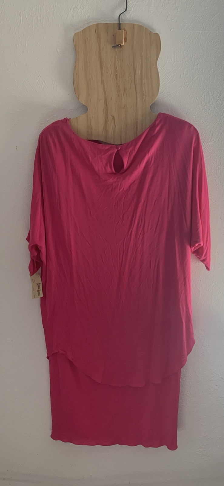 Holly Harp Neiman Marcus Hot Pink Cowl Neck Draped Tunic VTG Dress Medium