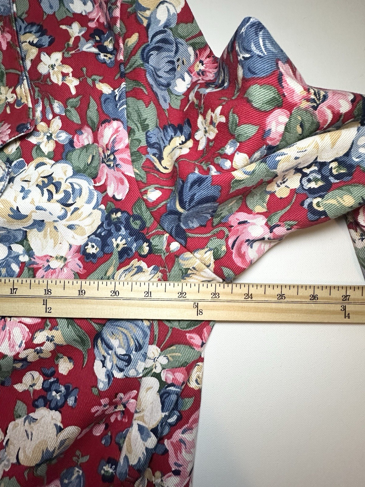 VTG Gotcha Covered Denim Blazer Floral Red Jacket Colorful Cotton Women XL