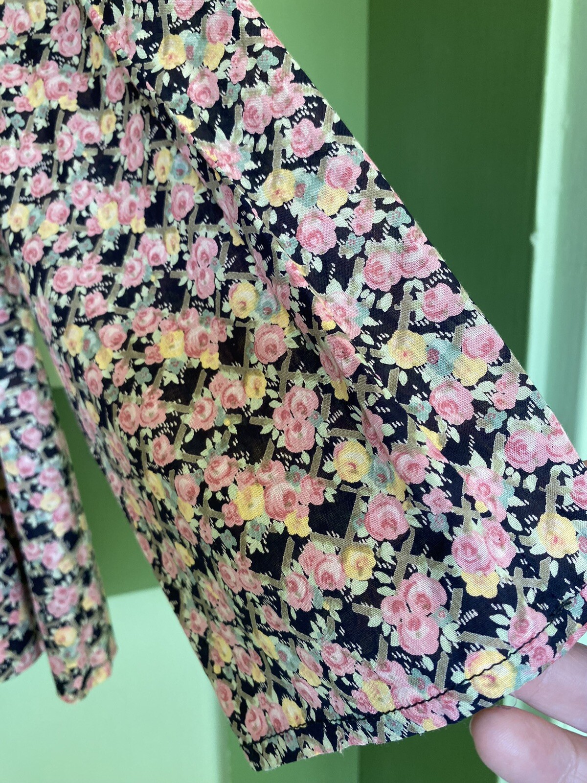 Vtg 1970 Liberty of London Blouse Pockets Pewter Rabbit Buttons RARE