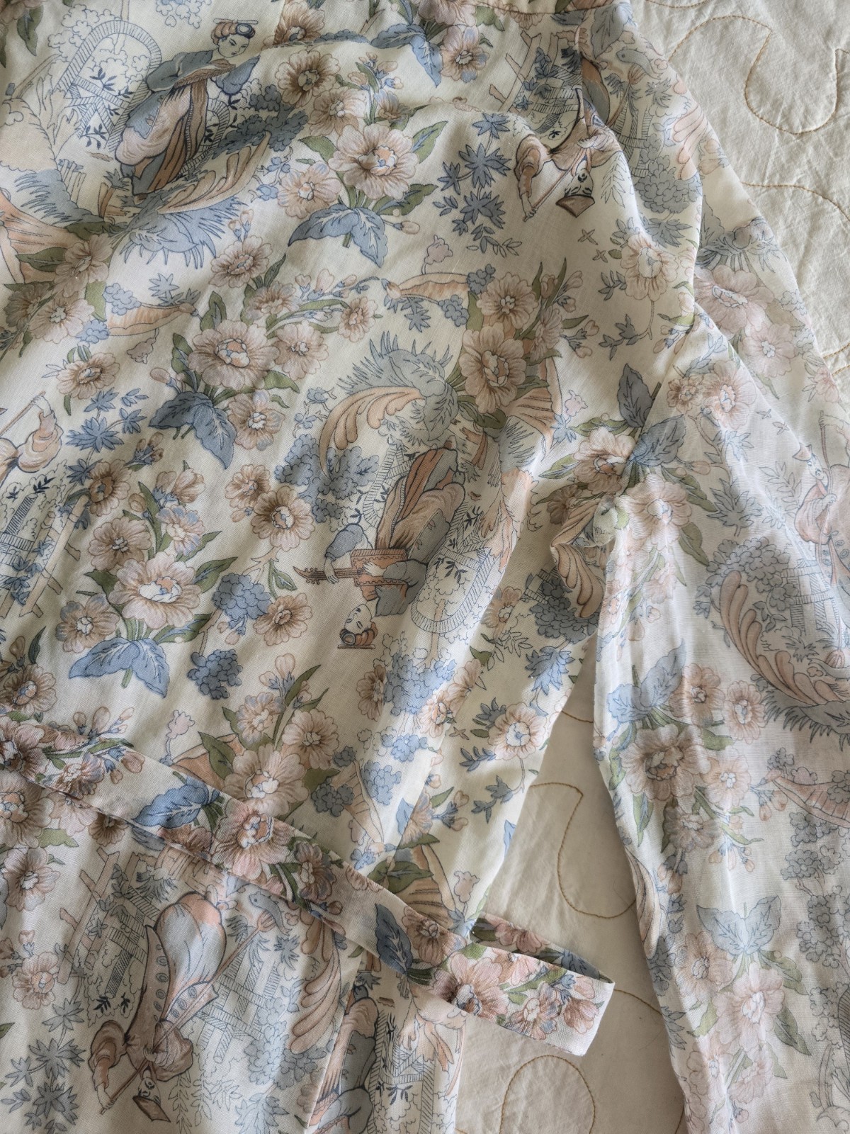 Vintage 60s 70s Novelty Print Shirt waist Dress Womens Medium Etheral Romantic