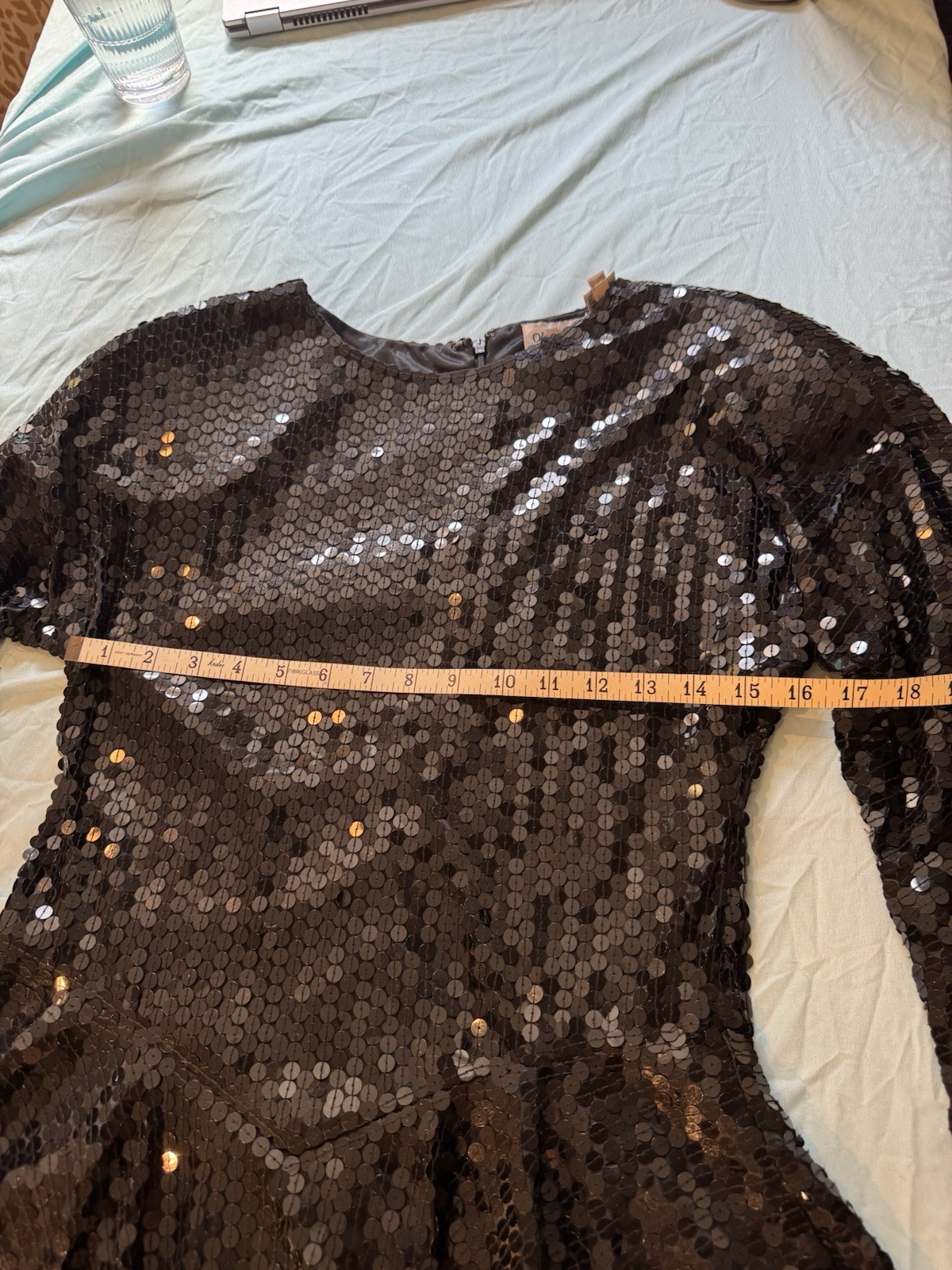 Vintage 80s Women’s Oleg Cassini Black Sequin Cocktail Dress Sz 12 See Descript.