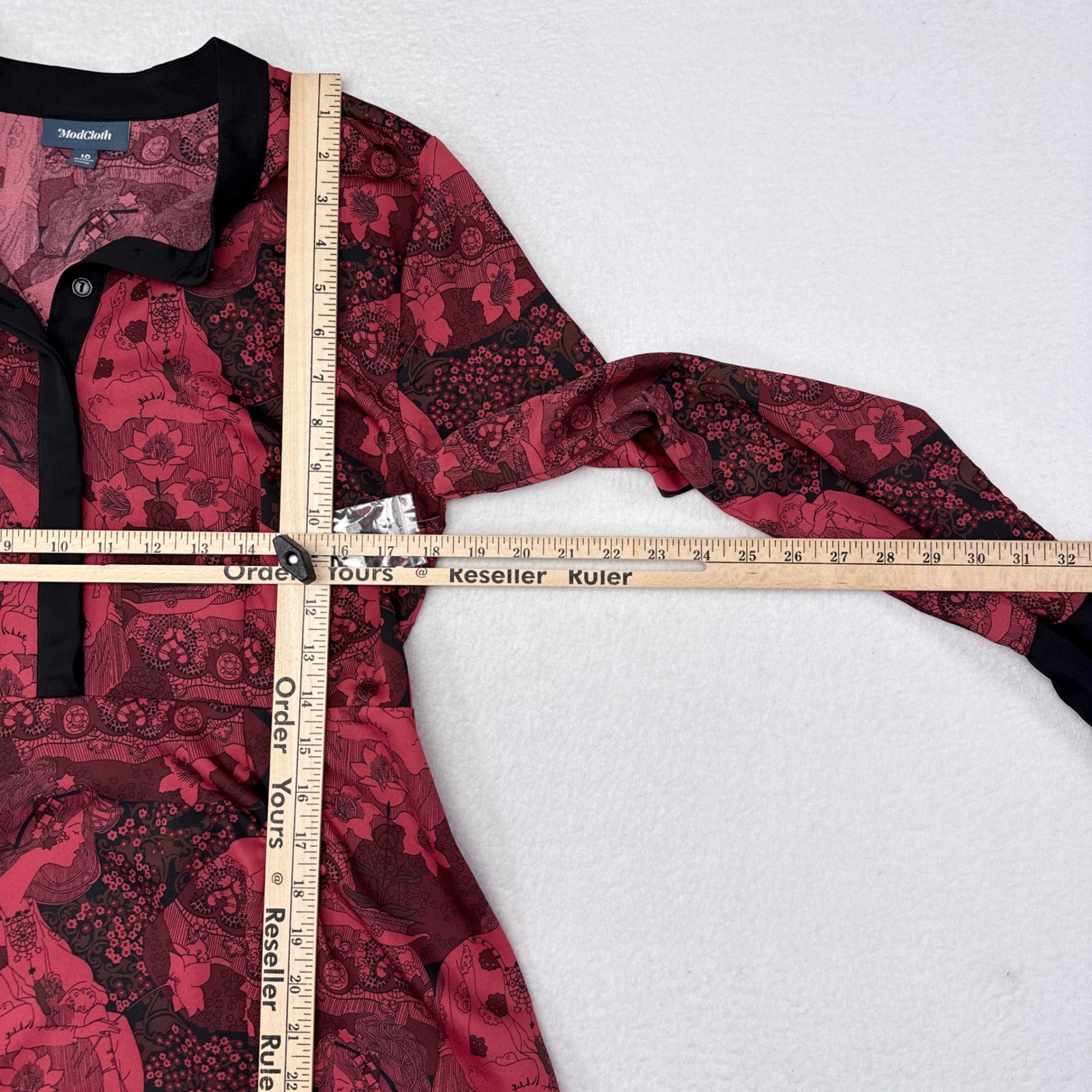 ModCloth Retro Romance Dress Size 10 Red Black Whimsical Fairy Gothic Indie