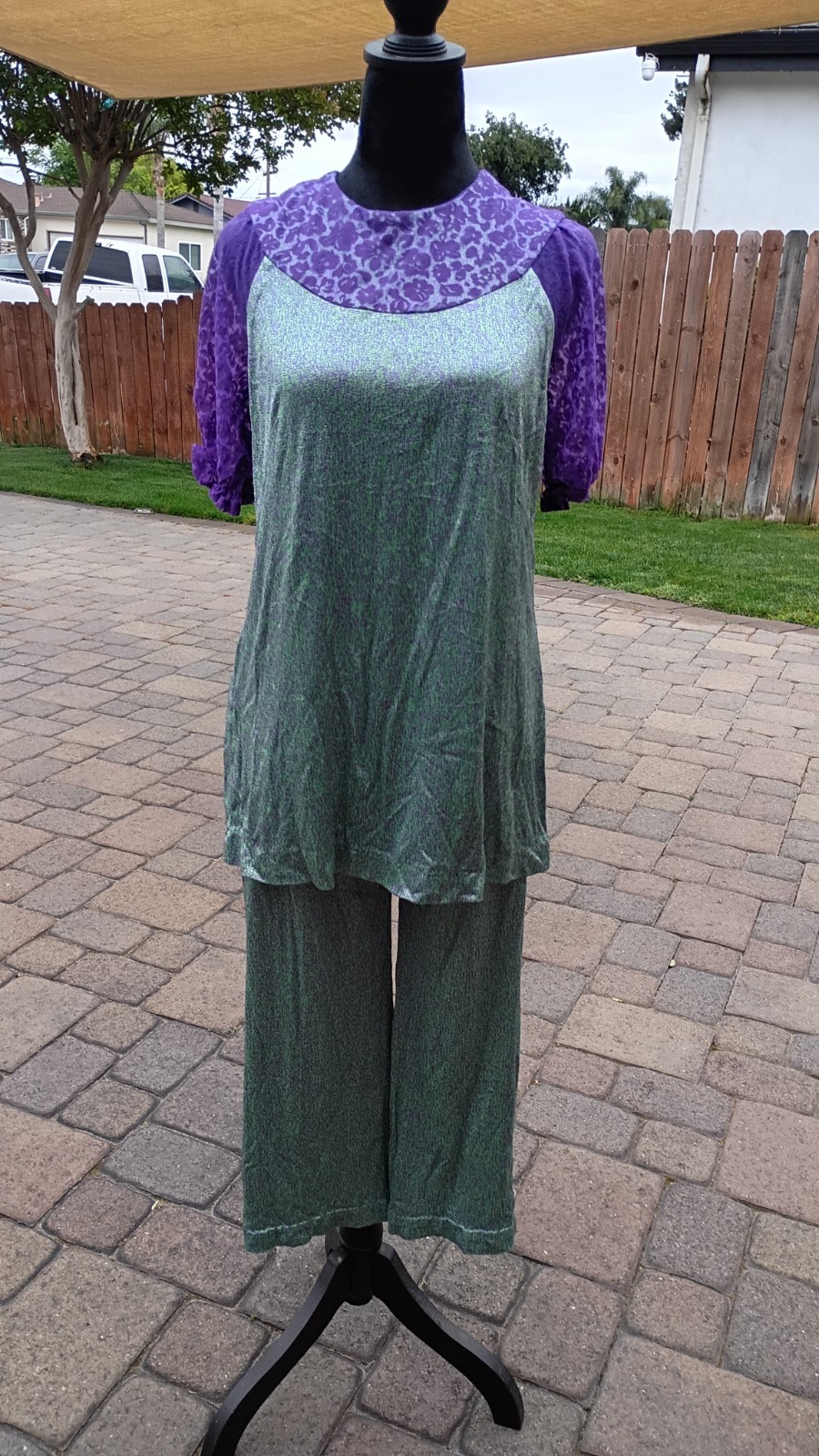 Vintage 1970s Loungewear Purple And Green