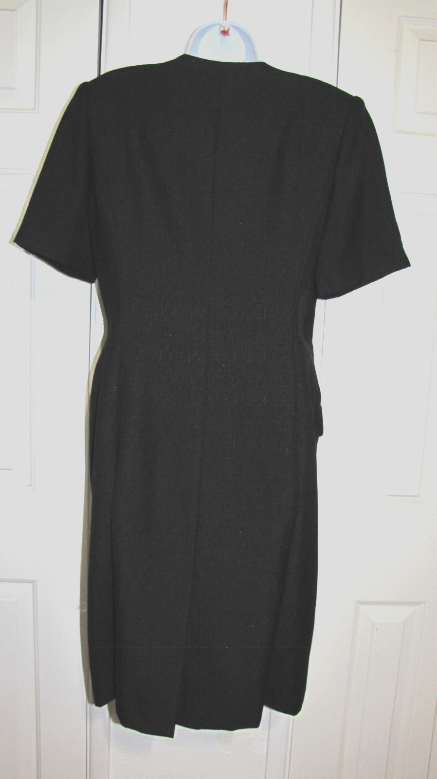 VTG Kasper for ASL Black Dress Straight Wrap White-Collar Short-sleeve Wm .12