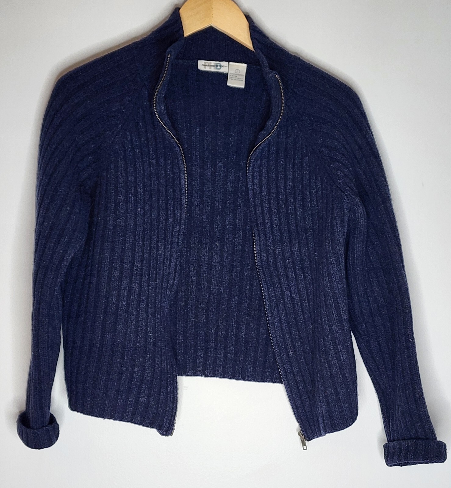 Paul Harris Design 100% Lambswool Size Large Sweater Blue Long Sleeve Vintage