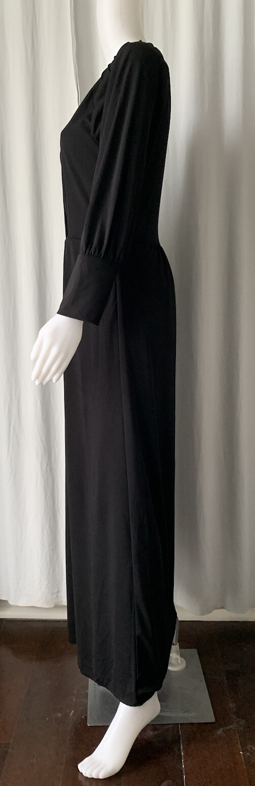 Vintage 70s Bendigo Impressions Black Faux Wrap Dress Size M