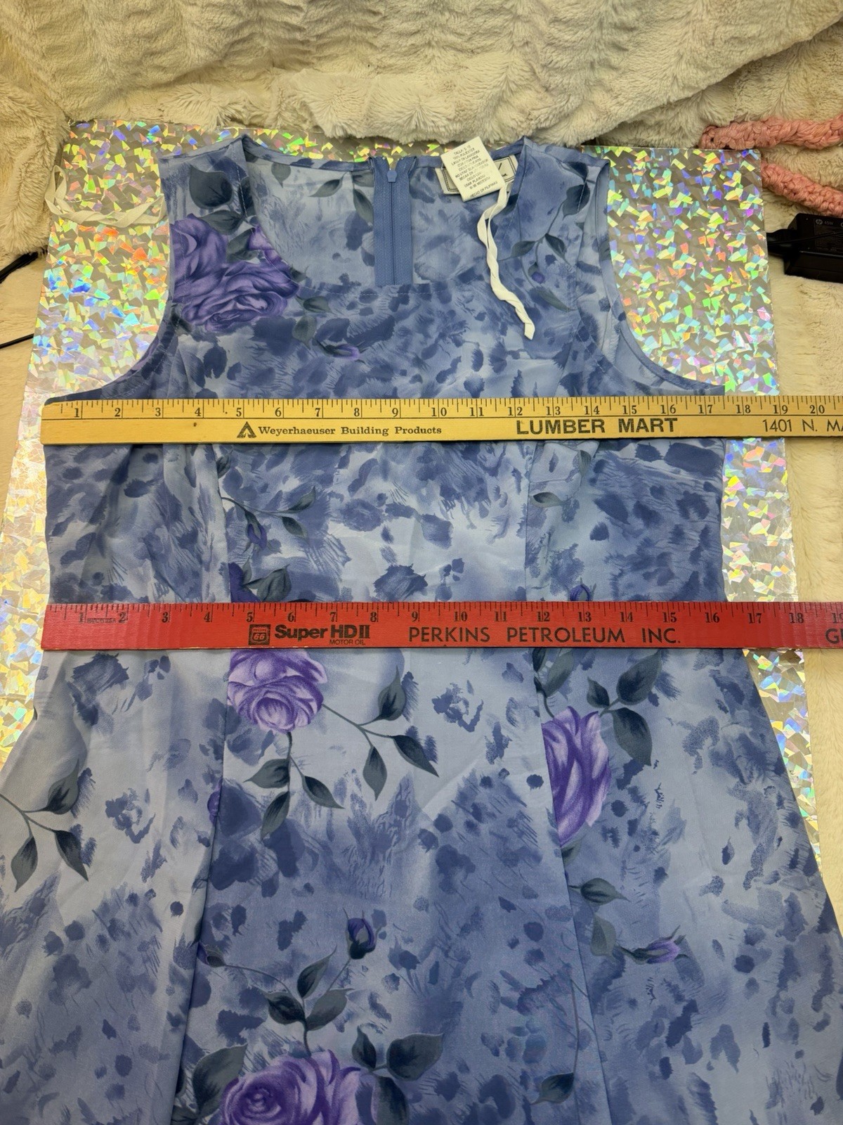 Vintage DBY Floral 90s Y2K Slip Dress 9/10 Blue Tie Back Whimsigoth Fairy Grunge