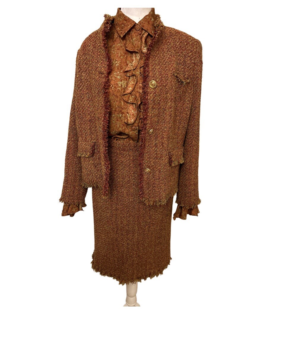 Vintage 60’s Tweed Skirt & Jacket Blouse William Pearson Designer Stunning! Sz 8