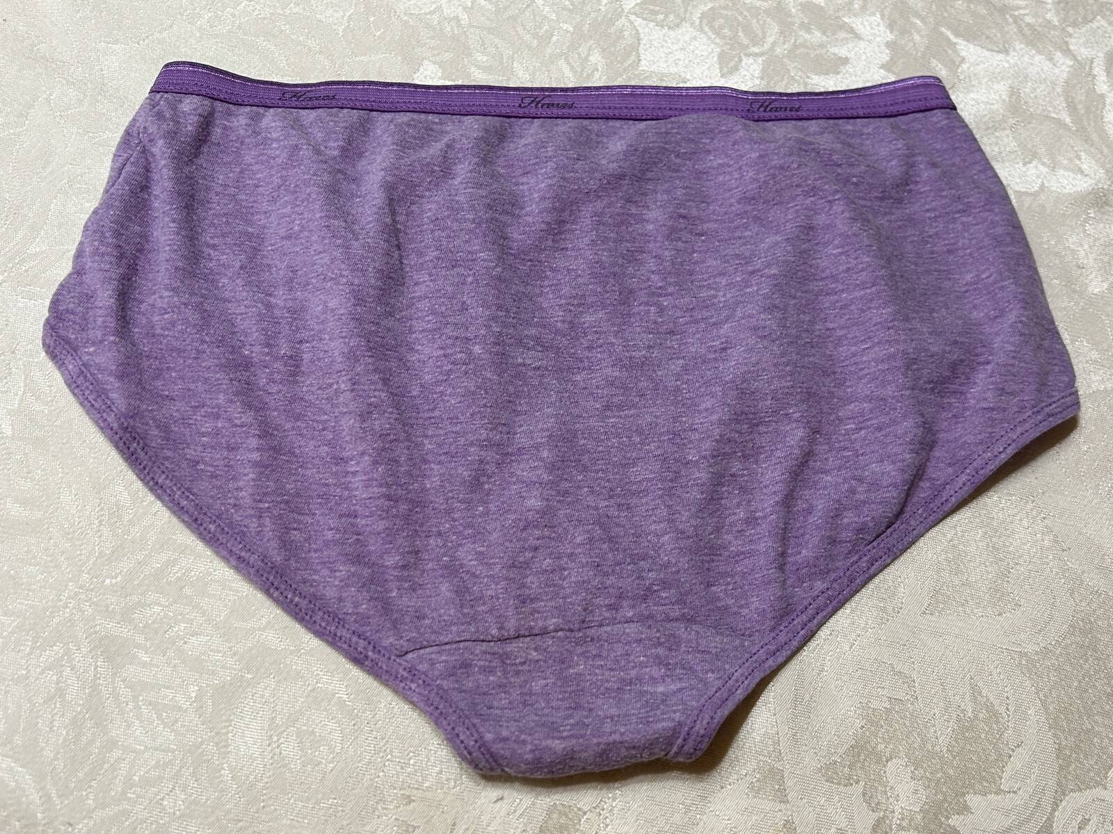 Vtg HANES Cotton Blend Signature Waistband 7/L Purple Heather Brief Panties