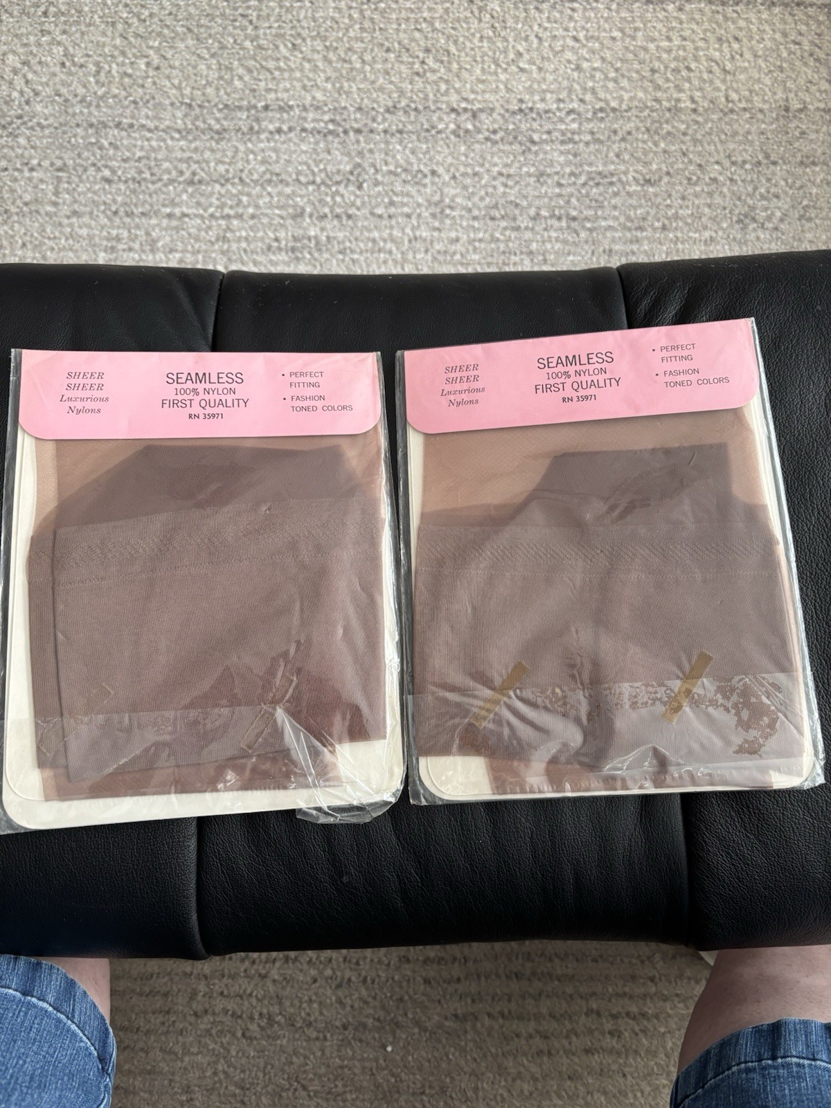 2 Pair Vintage Fashion Plus First Quality Garter Stockings 10 1/2 Taupetone Mesh
