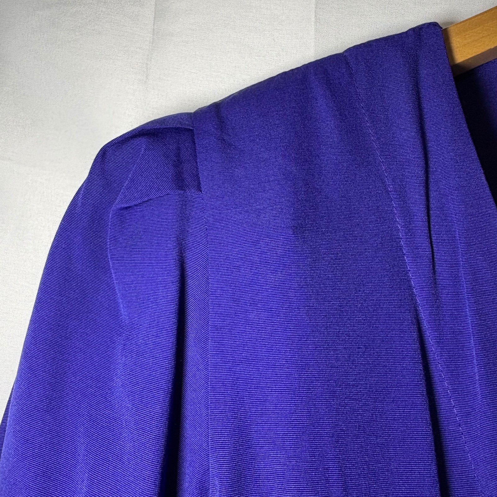 Vintage Peri Petites Blue Midi Dress Gold Knot Buttons 3/4 Sleeve Pockets 10P