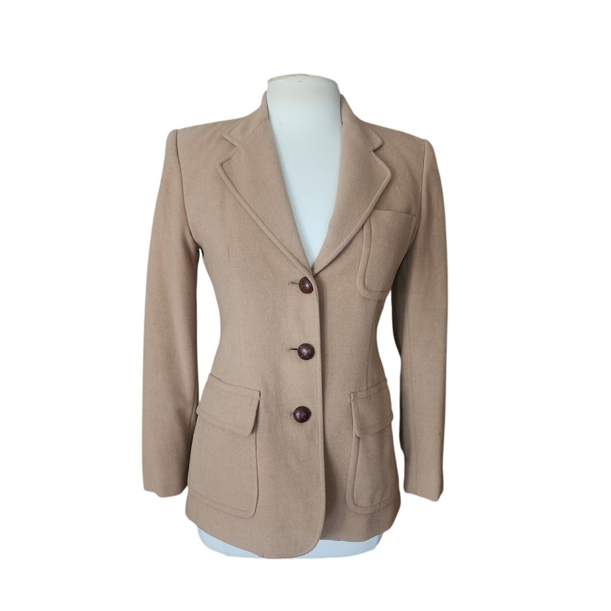 VTG 1990s Lauren Ralph Lauren Camel Wool Blazer Beige Riding Jacket Saipan 2P