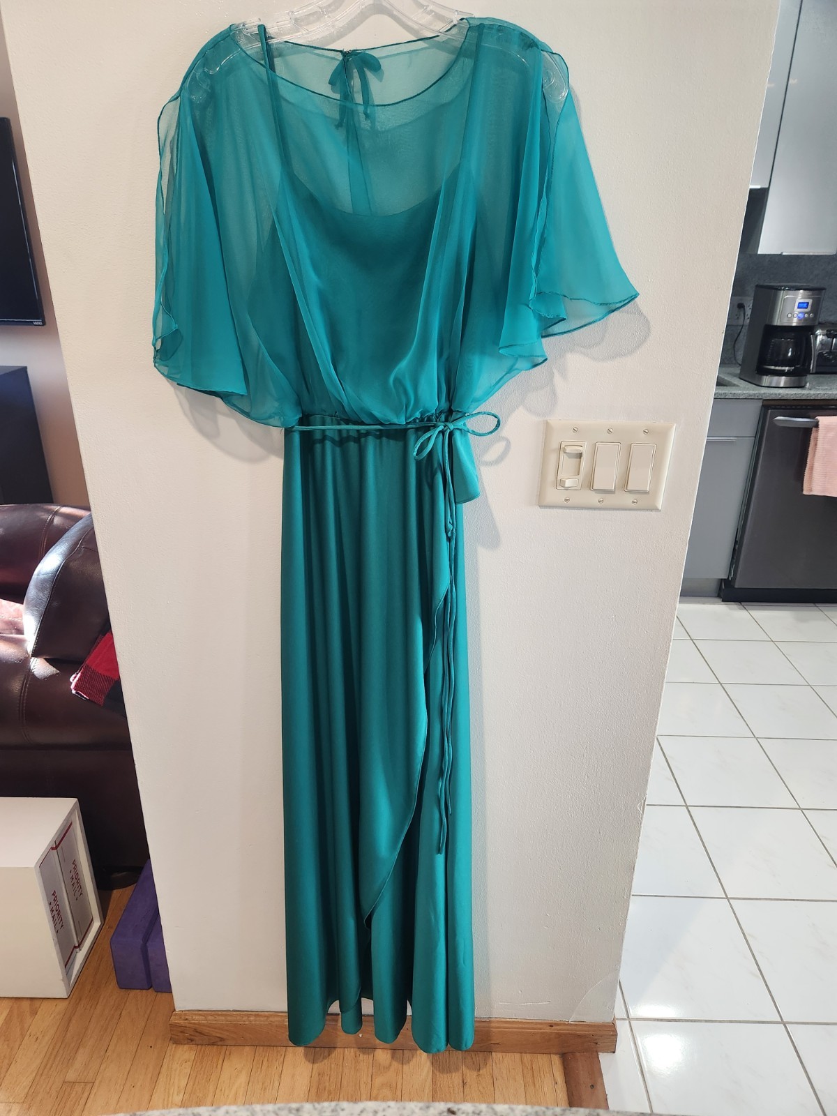 Unlabled Vintage Green/Teal Long Dress*sz11/12-plus Measurements *Good Condition
