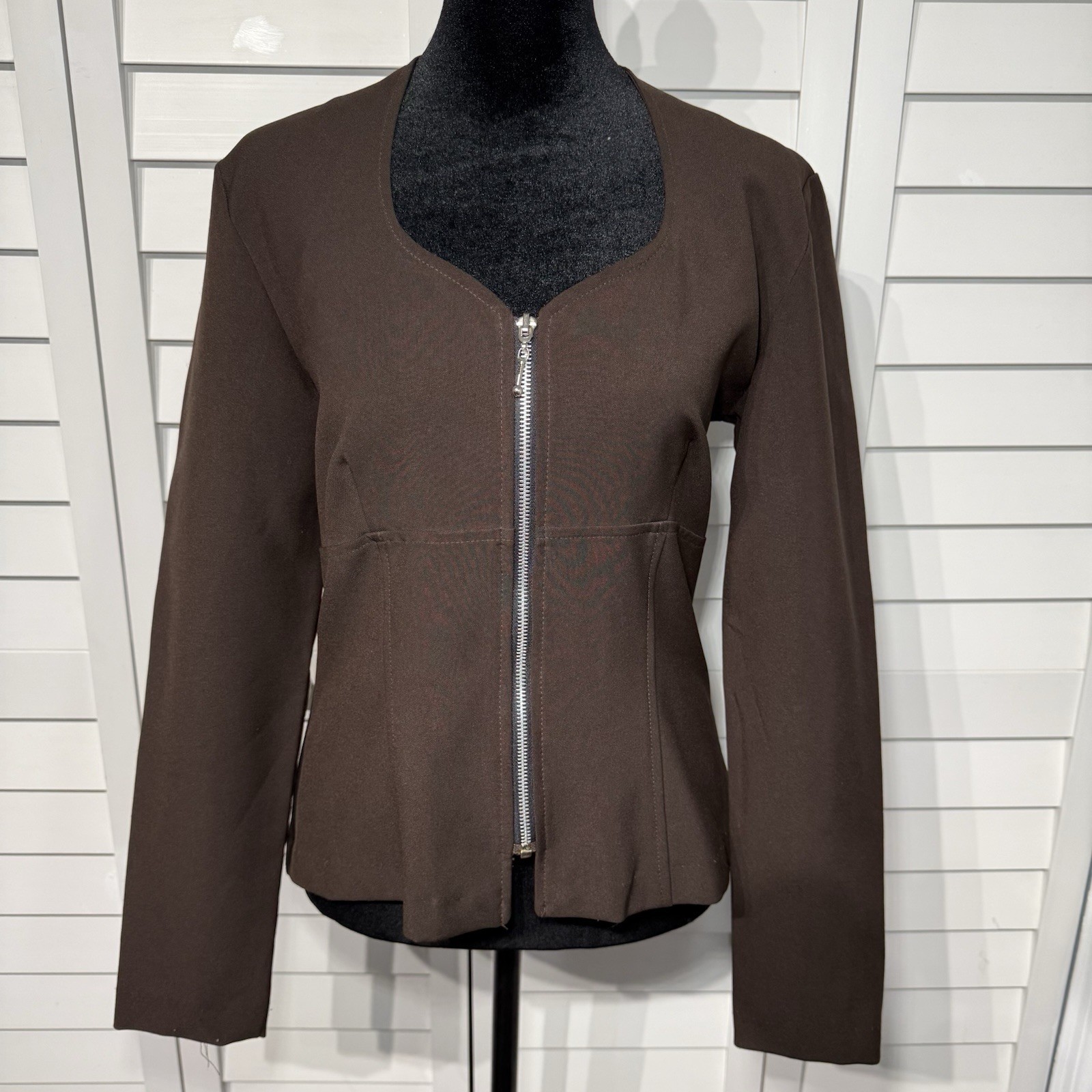Vintage All That Jazz Jacket Brown Zip Front Made USA 90s Y2K Women’s XS S