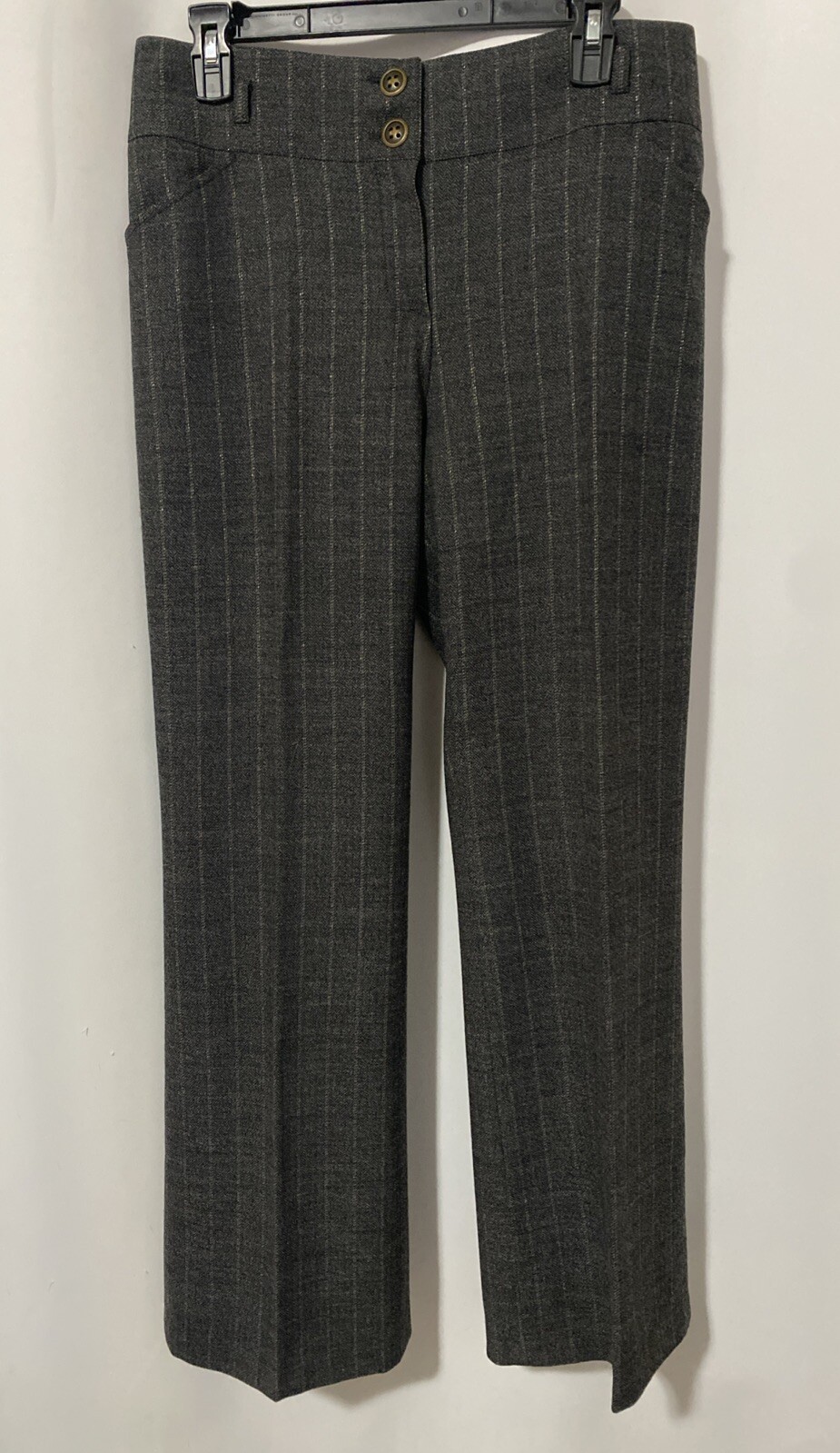 VTG Classic Tailored Pants Wide Leg Wool Sparkle Grey Pin Stripe SZ 10/12 Lined