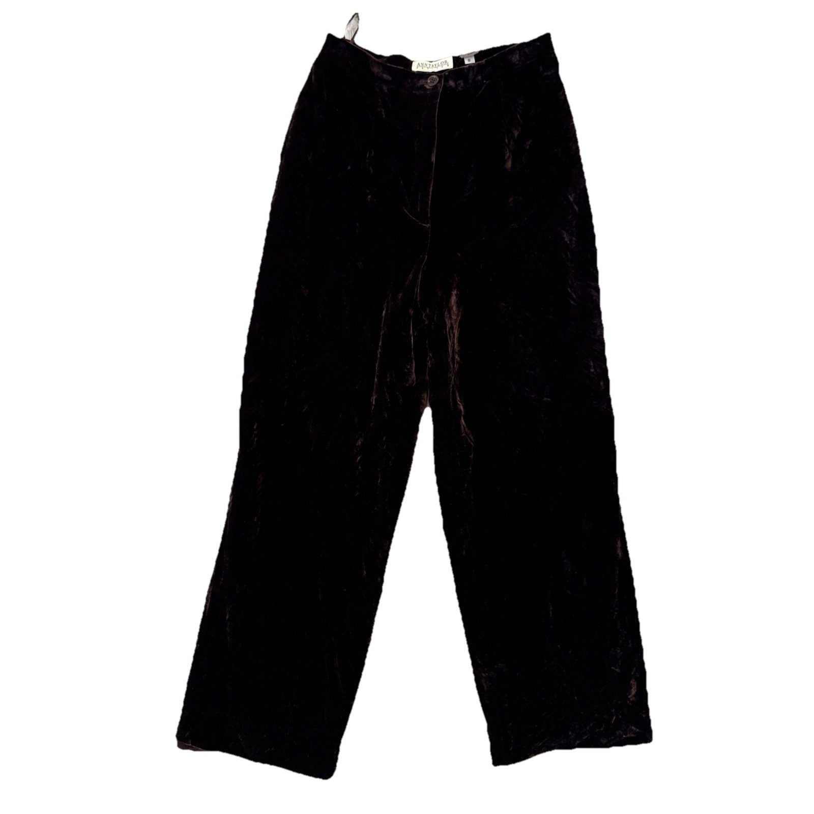 Vintage Ann Taylor Petite Dark Chocolate Brown Crushed Velvet Pants Lined Sz 4P