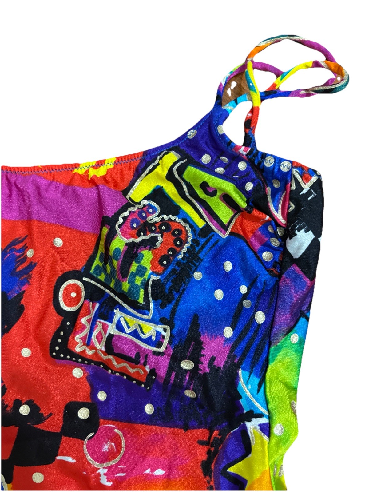 Vtg 80s 90s Gottex Bathing Suit Sz 8 Bold Pattern Colorful Abstract One Piece