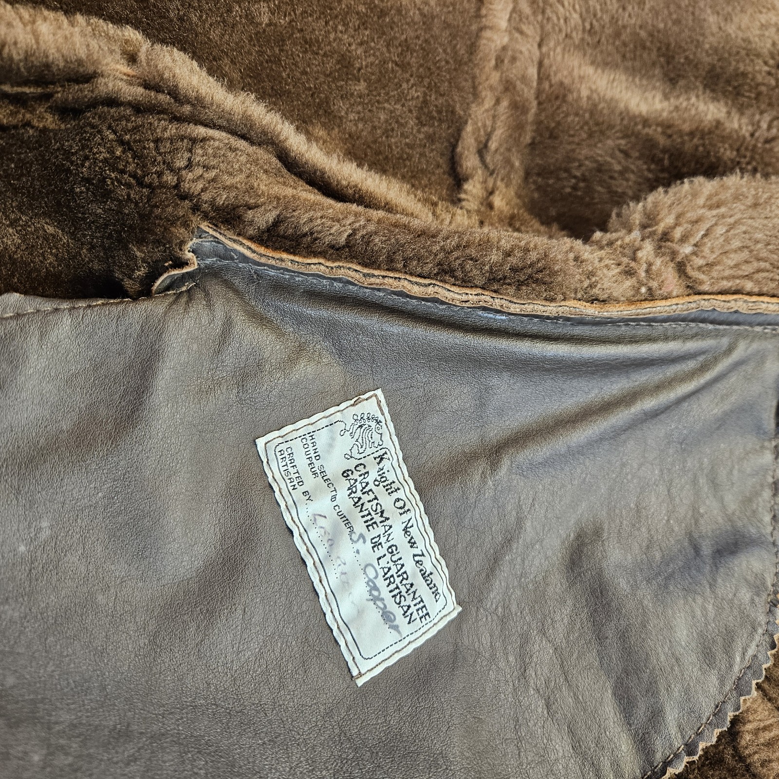 Knight Of New Zealand Vintage Shearling Tailors Luxury Jacket Coat Size 44 70s