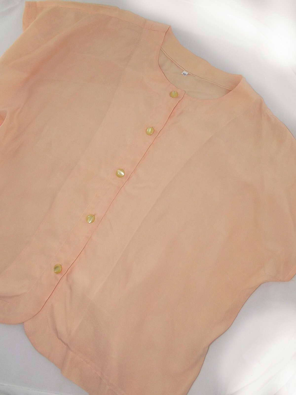 Womens Vintage Apricot Silk Blend Blouse Made Italy Size 50 3xl