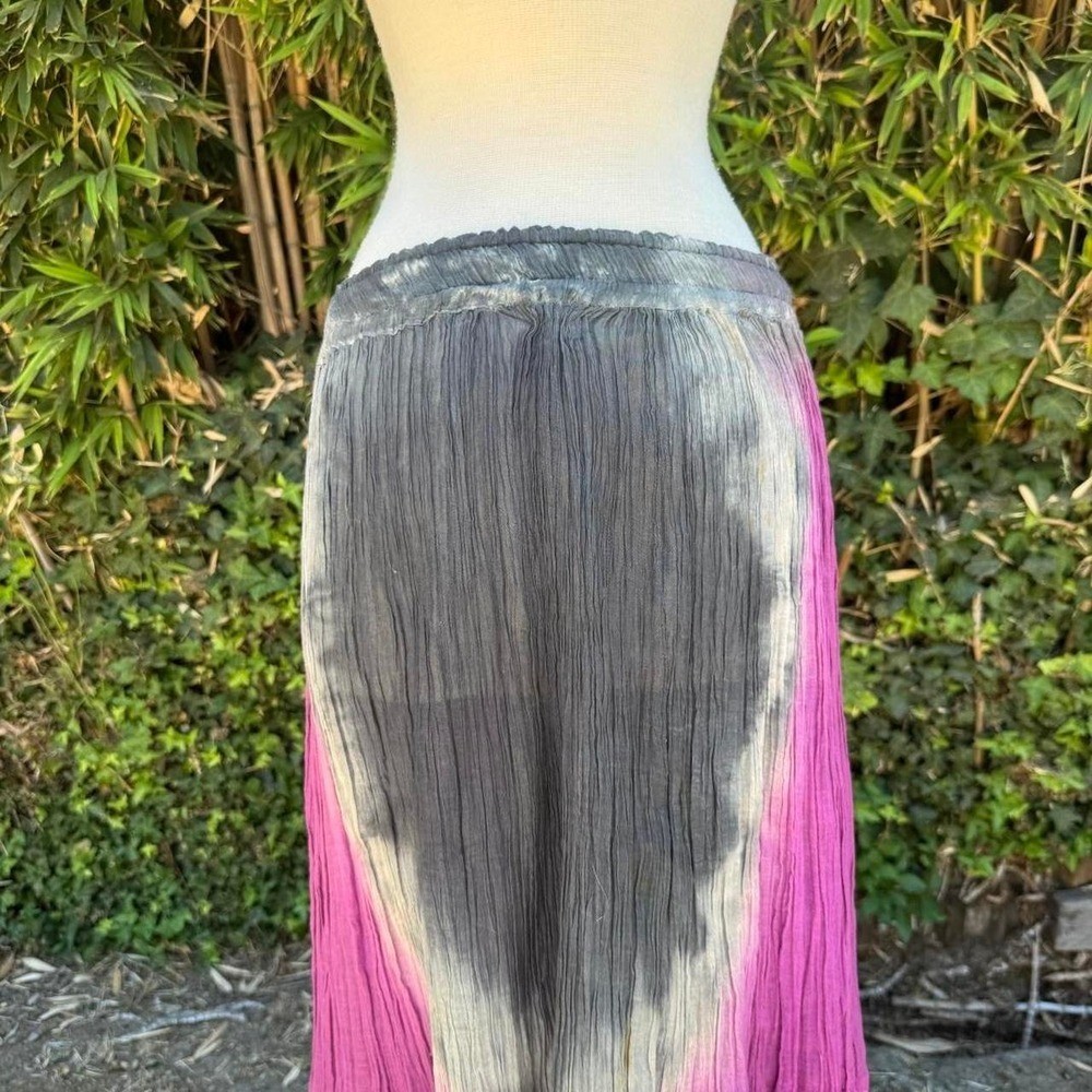 Maya vintage free people style gray purple tie dye ombre crinkle cotton midi