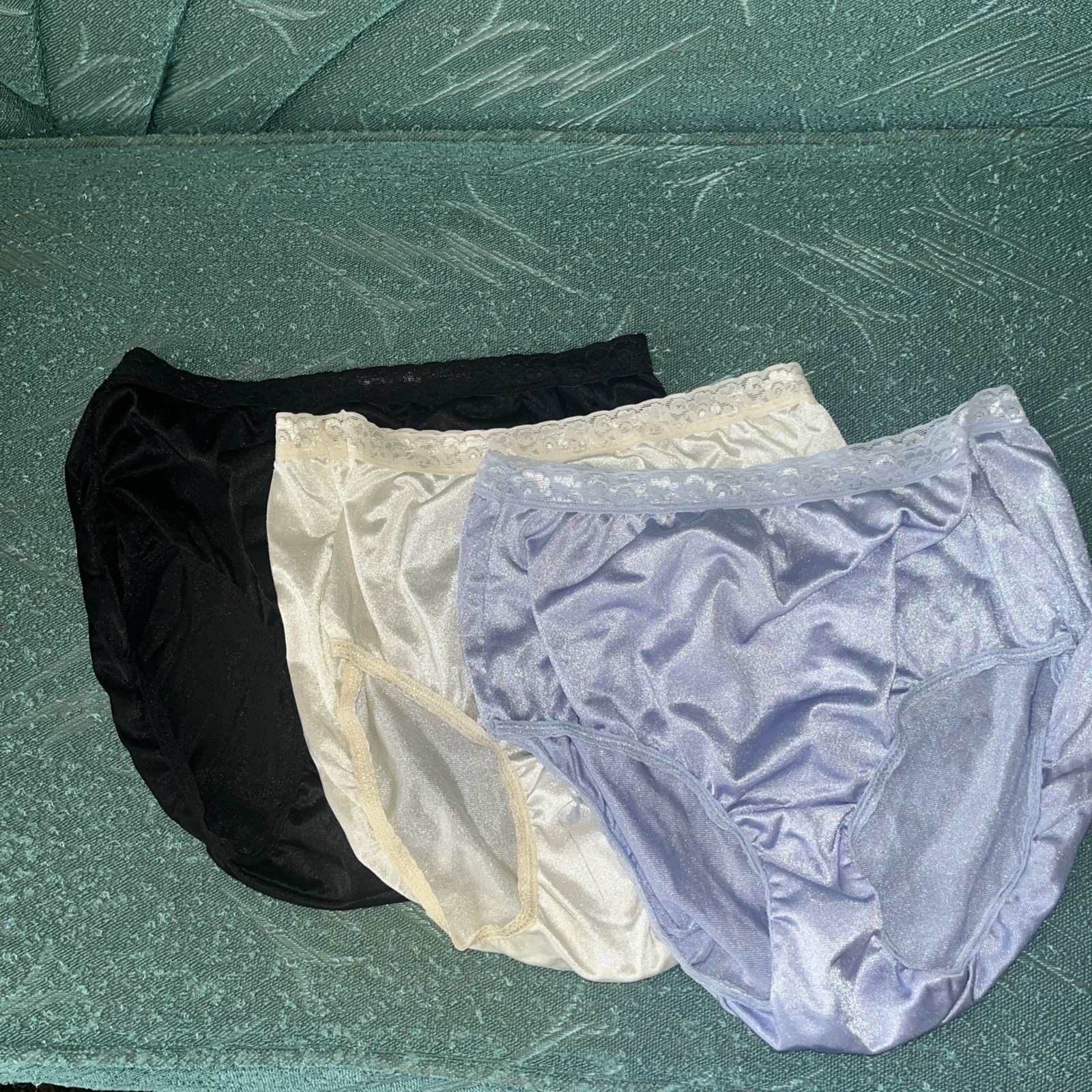 Vtg Lot 3 Hanes Satin Brief Panties Sz 6 Medium Second Skin Purple Black White