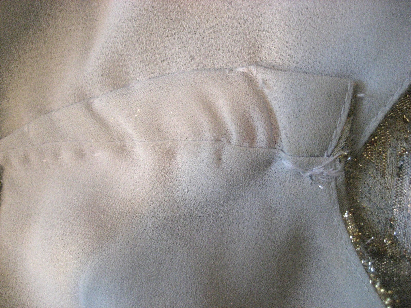 Vintage 1980s Petra Dress Light Grey w/ Silver, Gold, Pink Metallic Threads