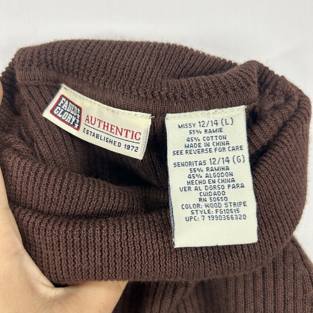 Faded Glory Vintage Y2K Woman’s Sleeveless Turtleneck Knit Striped Tank M/L