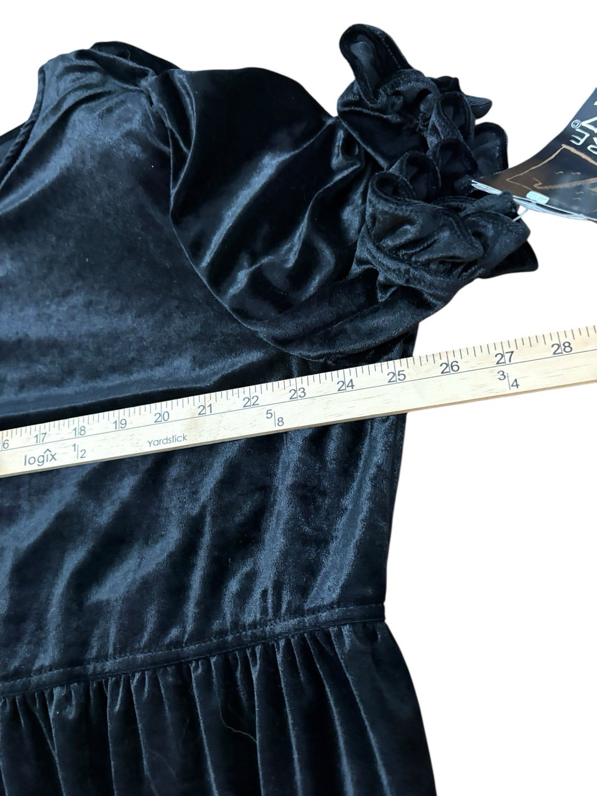 Vintage More Jazz Velvet Choir Dress Black Button Front Ruffle Hem 20WP NWT