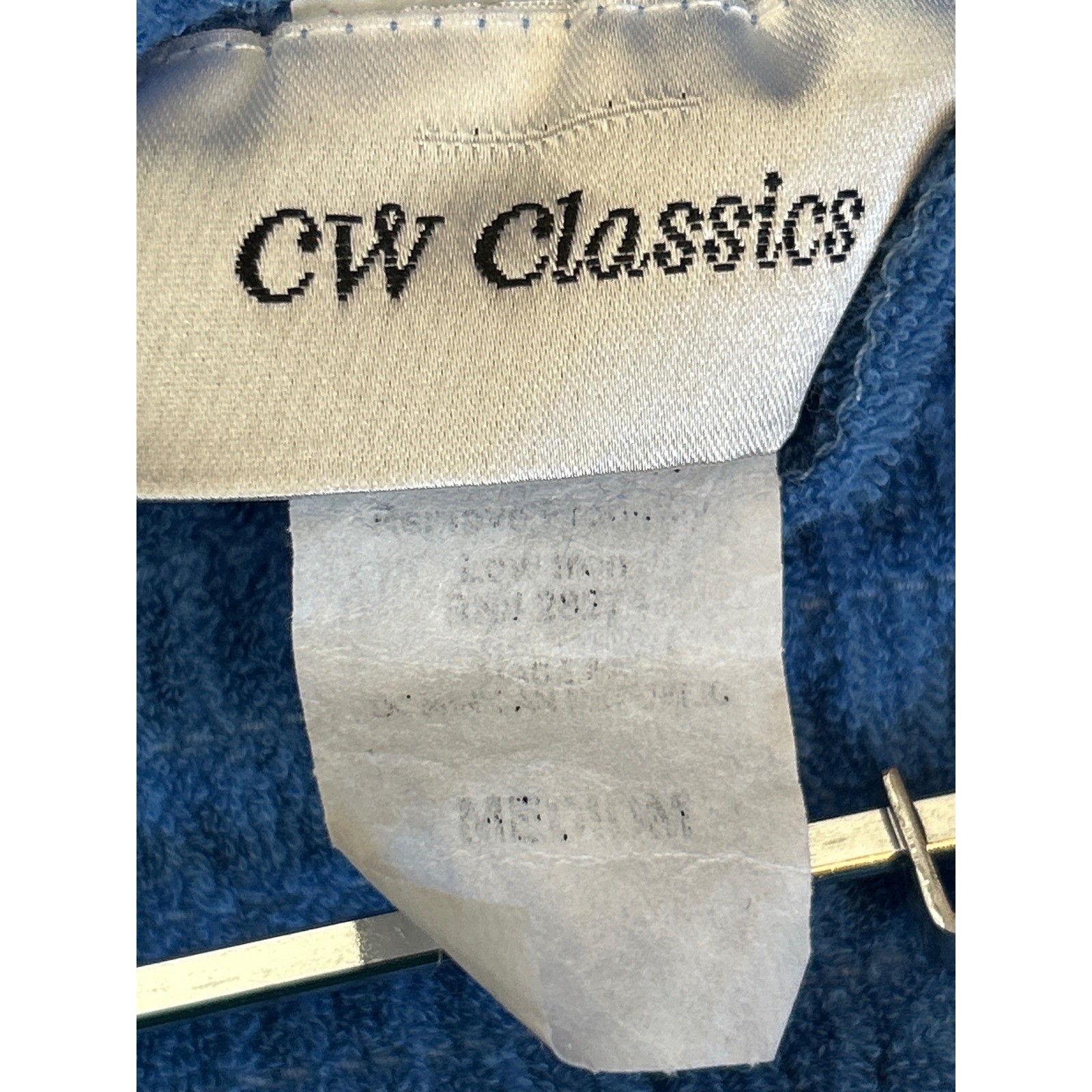 Vintage CW Classics Terry Cloth Tube Top Y2K Beach Retro Smocked Strapless Blue