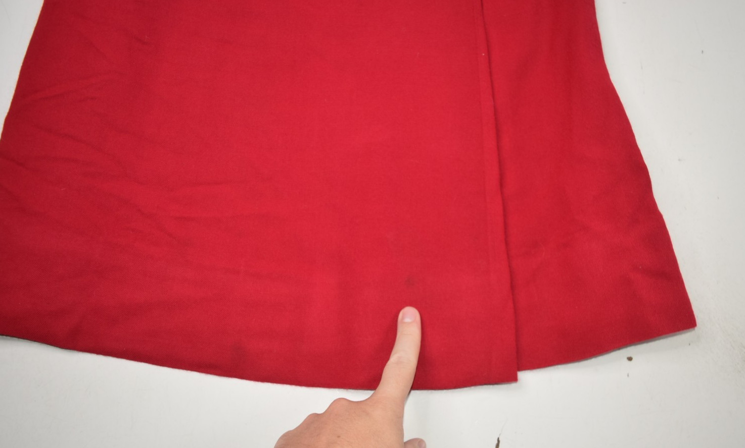 Vintage 60s Dress Womens Small Red Wool House Day Belted Midi 1/2 Sleeve