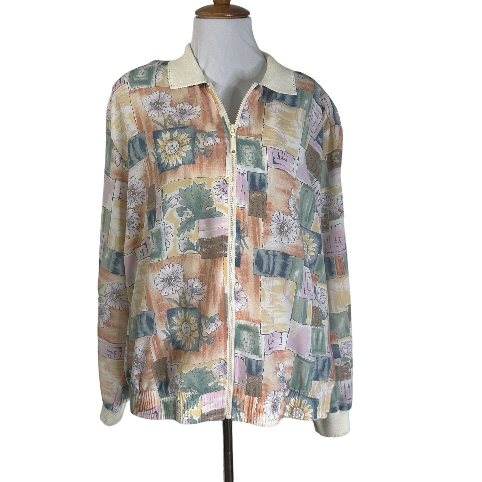 Vintage 1990s Teddi Pastel Multi Print Lightweight Jacket Windbreaker L/XL