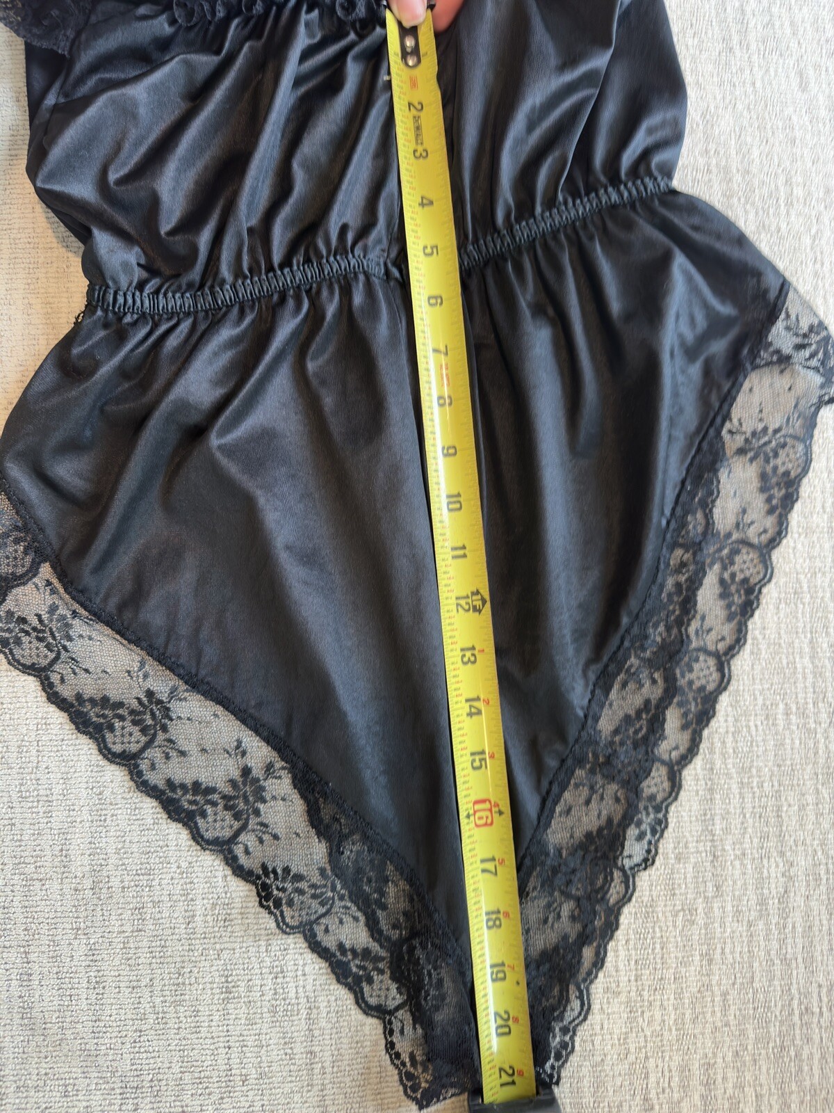 Vintage 1960s Teddie Pandora Lingerie by Chic Lace Satin Sexy High Leg Black LRG