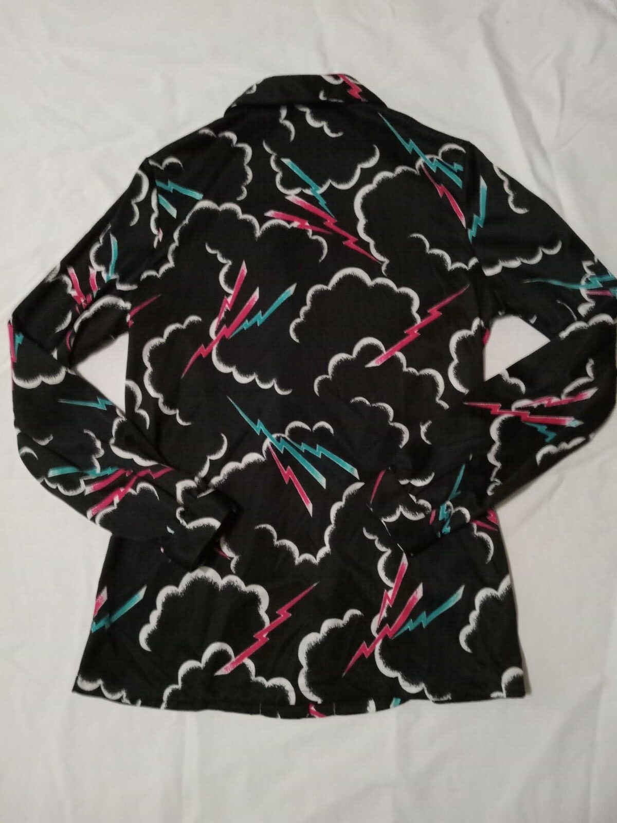 True Vintage Lightning Bolt Cloud Black Pink Turquoise White Abstract Poly Women