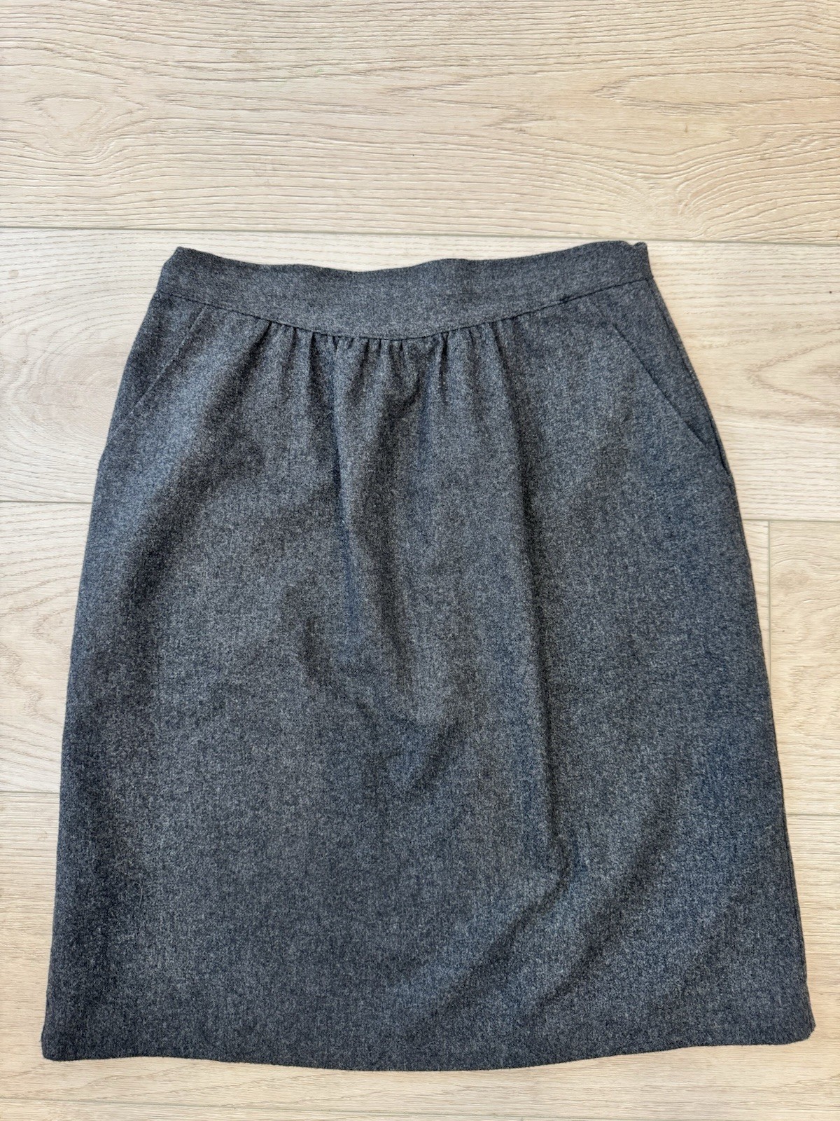 VTG 70-80s Steel Dark Grey Skirt Women’s Sz 14 Pockets A Line Knee Classic