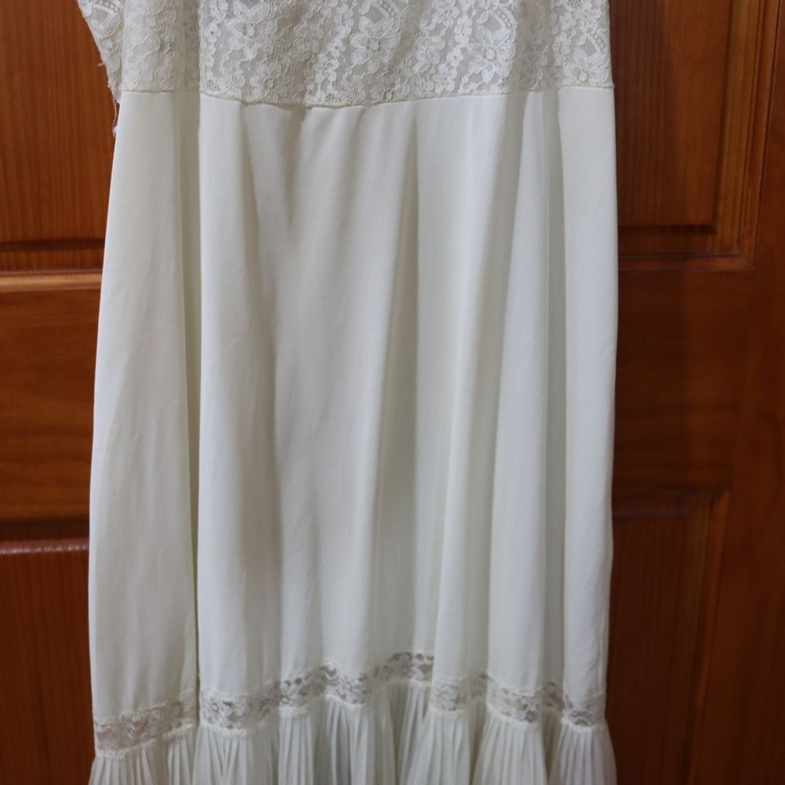 Van Raalte Vintage 1955 Off White Lace Pleated Slip Dress Large Nylon