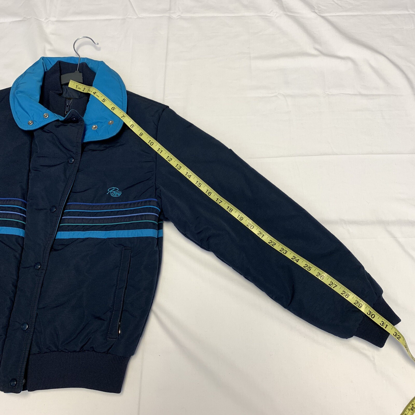 Vtg 80s Robbe Ski Wear Jacket Winter Blue with Stripes Ladies Betsy Size 10 Rare