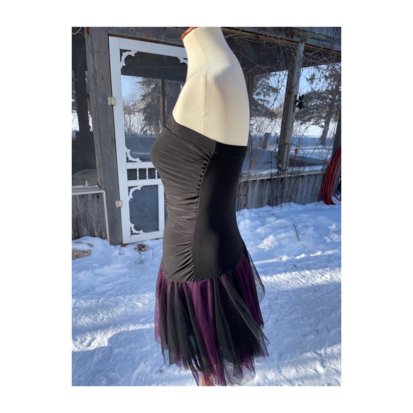 VIntage 90s B. Smart Tube Tutu Mini Dress Whimsy Goth Black Purple Sz 7/8