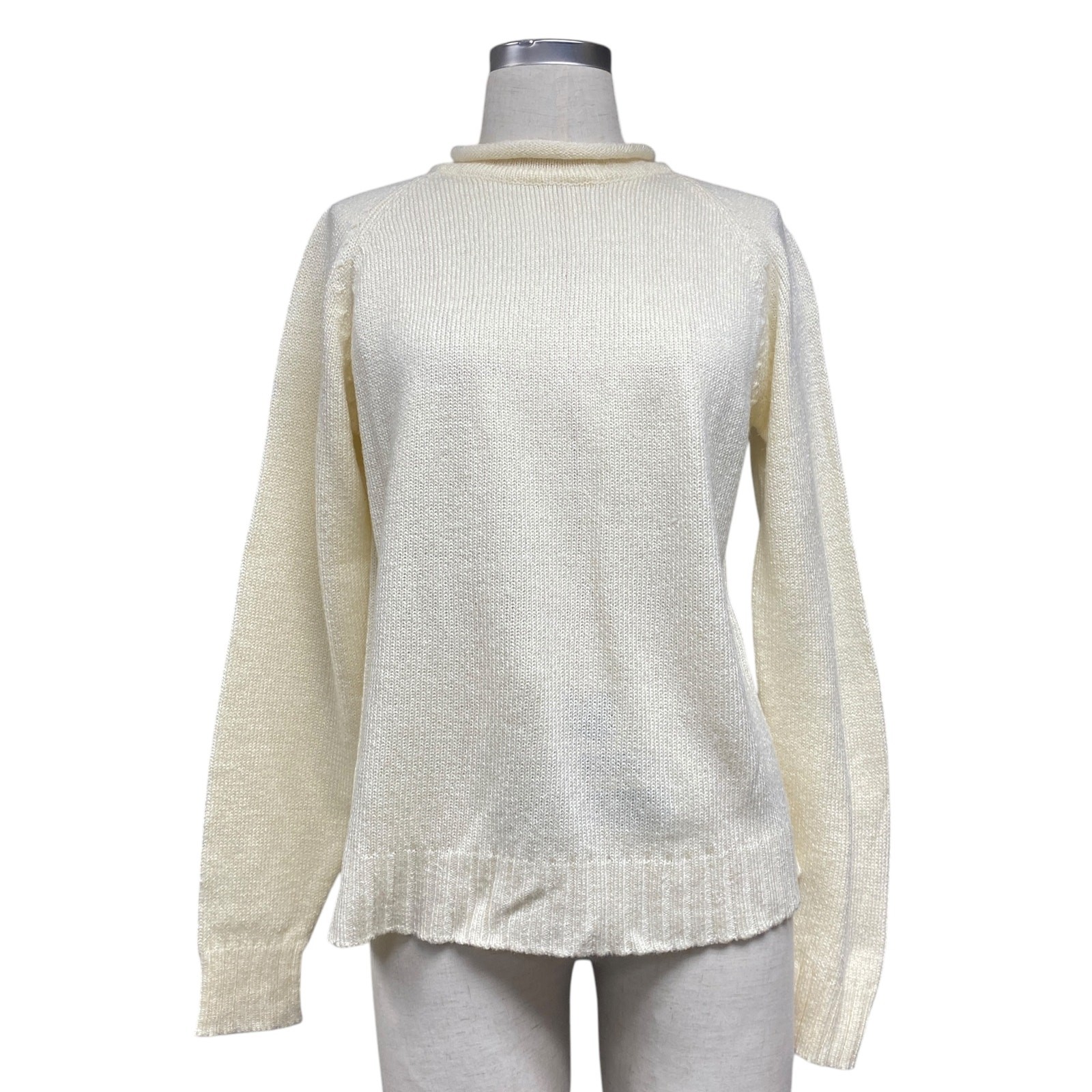 Vintage Basic Editions Womens Size L Ivory Rolled Neck Sweater