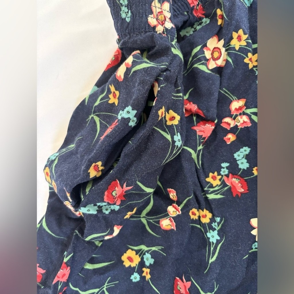 Russ Classic Vintage Womens Elastic Waist Palazzo Pants in Navy Floral Sz MP
