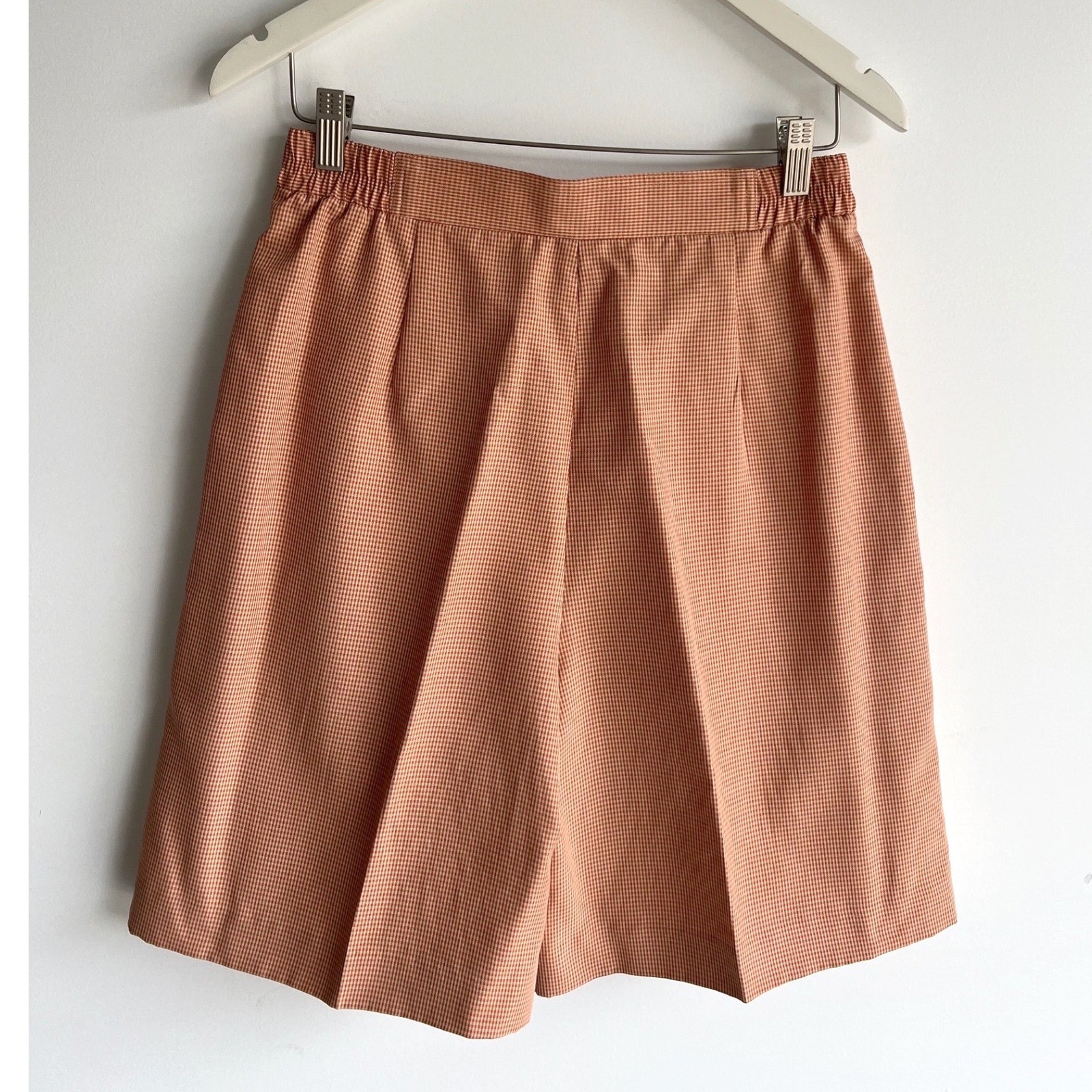 Lily’s of Beverly Hills Vintage Bermuda Shorts Orange Gingham Pleated Size 10