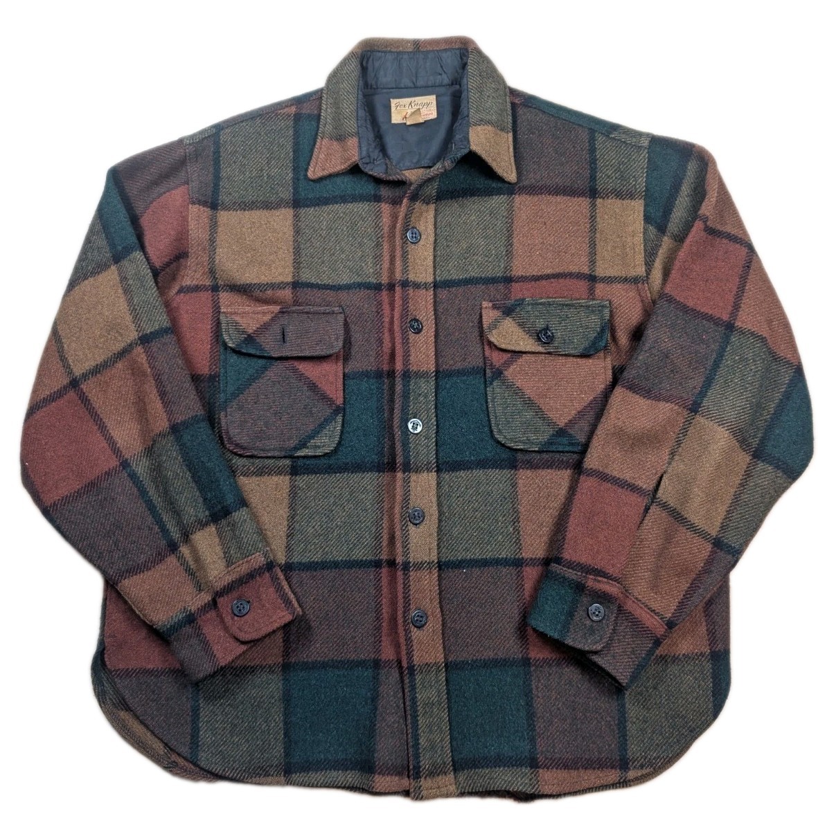 Vintage Fox Knapp Wool Coat Checkered Plaid USA Women’s Large 16